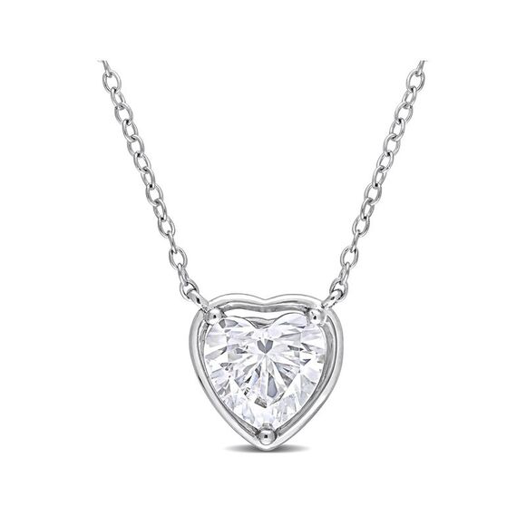 Gem & Harmony Jewelry - 2.00 Carat (ctw) Lab-Created Moissanite Heart Pendant Sterling Silver